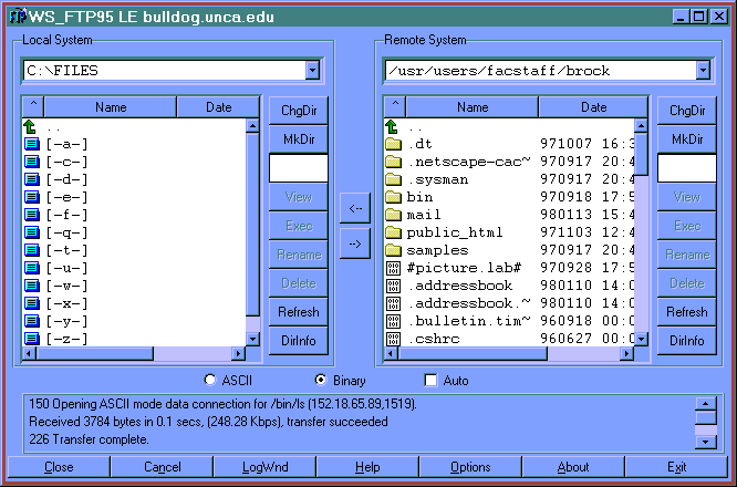 An FTP connection