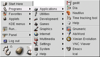 GNOME menu for gedit