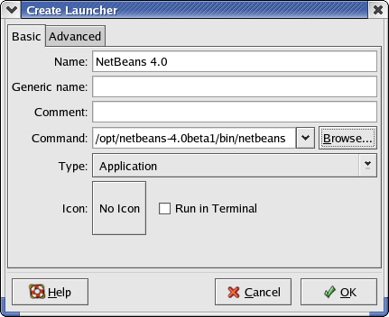 NetBeans application is selected