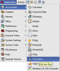 GNOME menu select for gedit