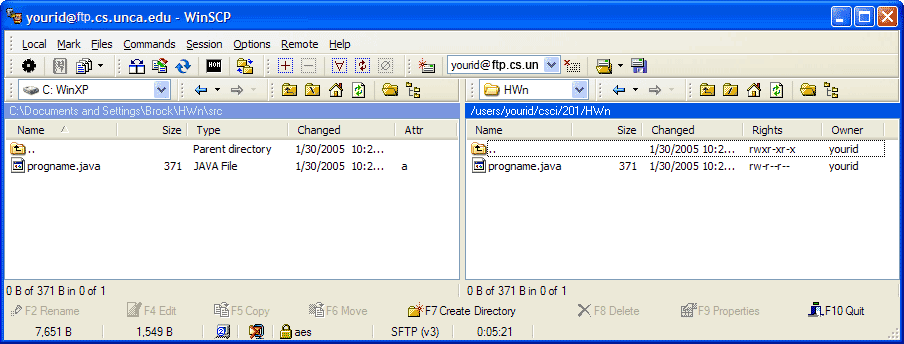 Transfer complete in WinSCP