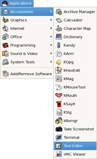 GNOME menu select for gedit