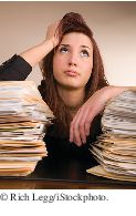 woman sorting folders