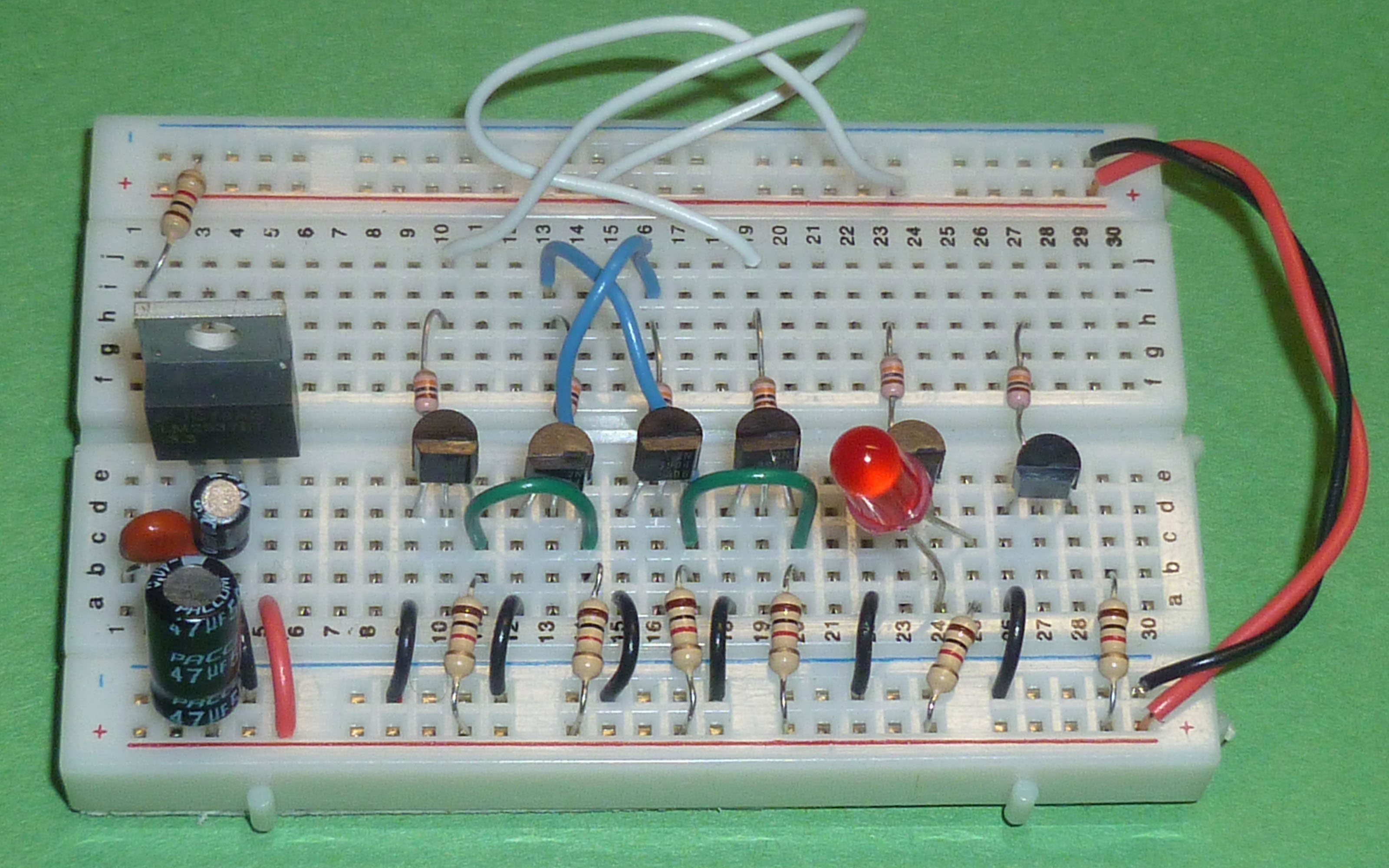 breadboard with LSI chip