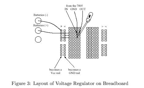 Voltage regulator on breadboard