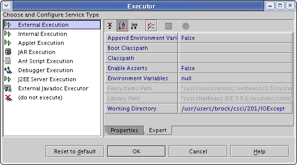Exector with working directory selection