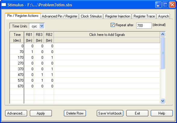 Stimulus file setting for inputs