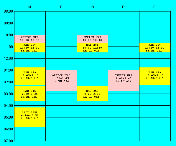Fall 2010 Teaching Schedule